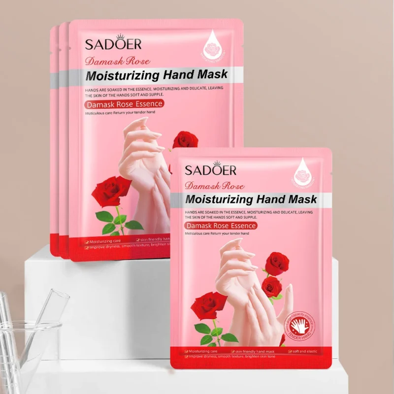 SADOER Moisturizing Hand Mask with Damask Rose and Goat Milk Niacinamide for deep hydration and hand skin repair